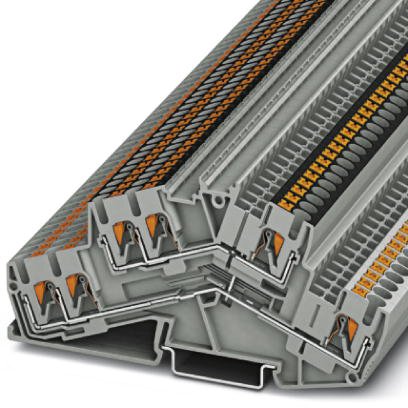 Phoenix Contact Multi-Level/Multi-Conductor Desk Design Terminal Block; PTTBS 2.5-TWIN-PV; 20A; 600V; 2-Level; #26 - #12; Push-In Connection; Gray